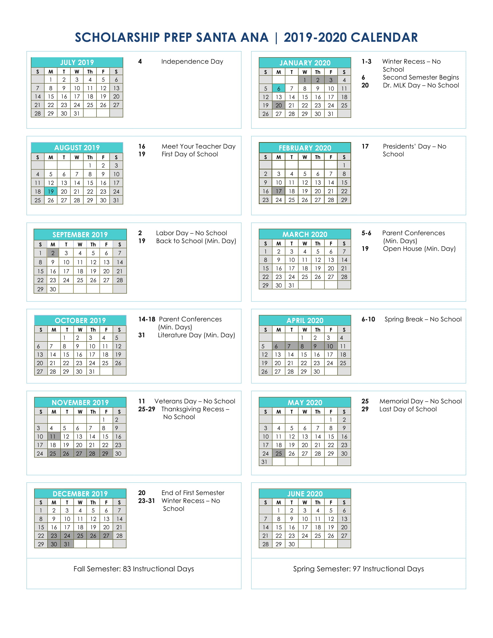 2019-2020 Santa Ana's Master Calendar Available Now! - Santa Ana