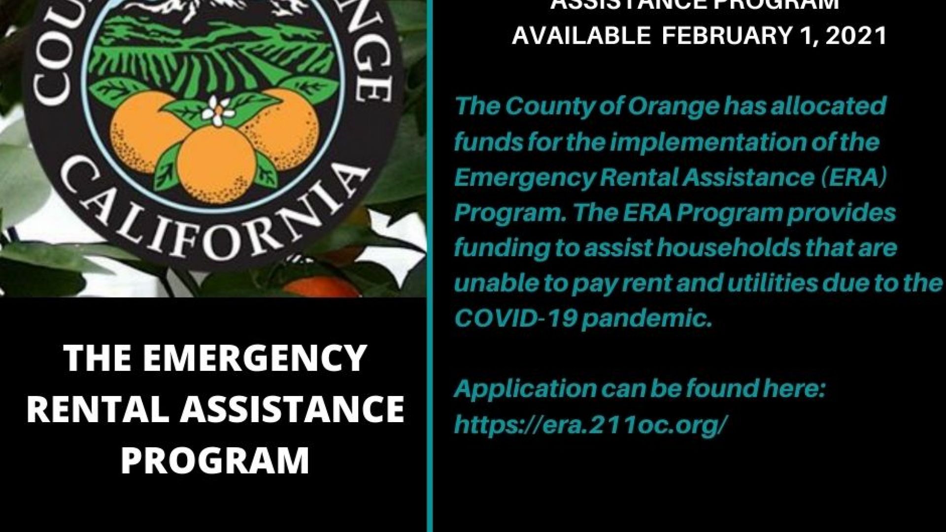 THE EMERGENCY RENTAL  ASSISTANCE PROGRAM   AVAILABLE  FEBRUARY 1, 2021